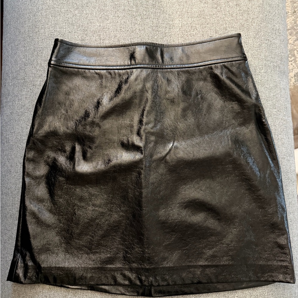 Leith Shiny Black Mini Skirt